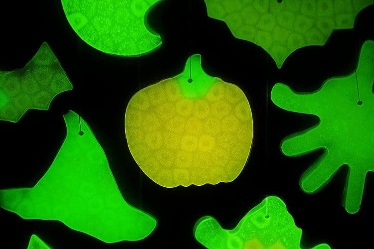 Glow in the dark melted bead suncatchers