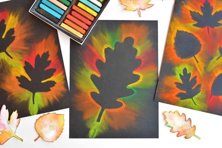 Fall leaf chalk art