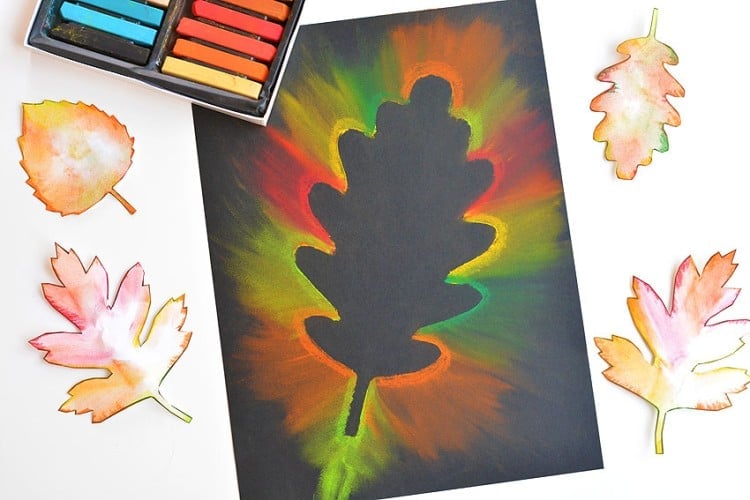Fall leaf chalk pastel art