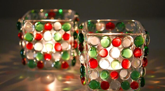 Glass Bead Christmas Candle Holder