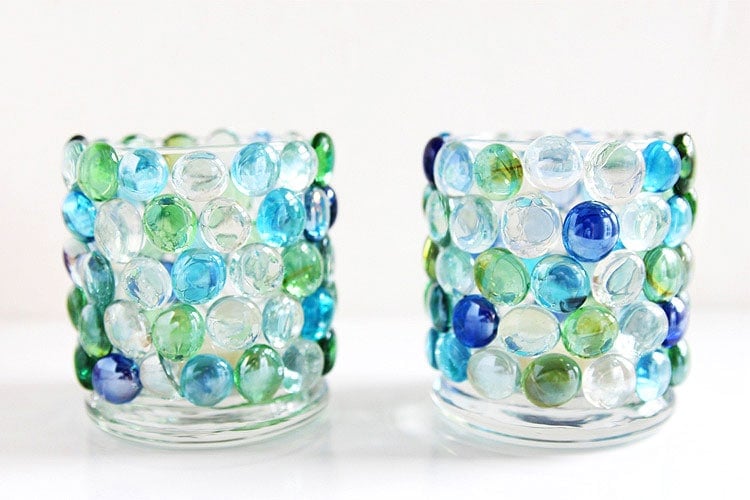 Glass bead candle holder