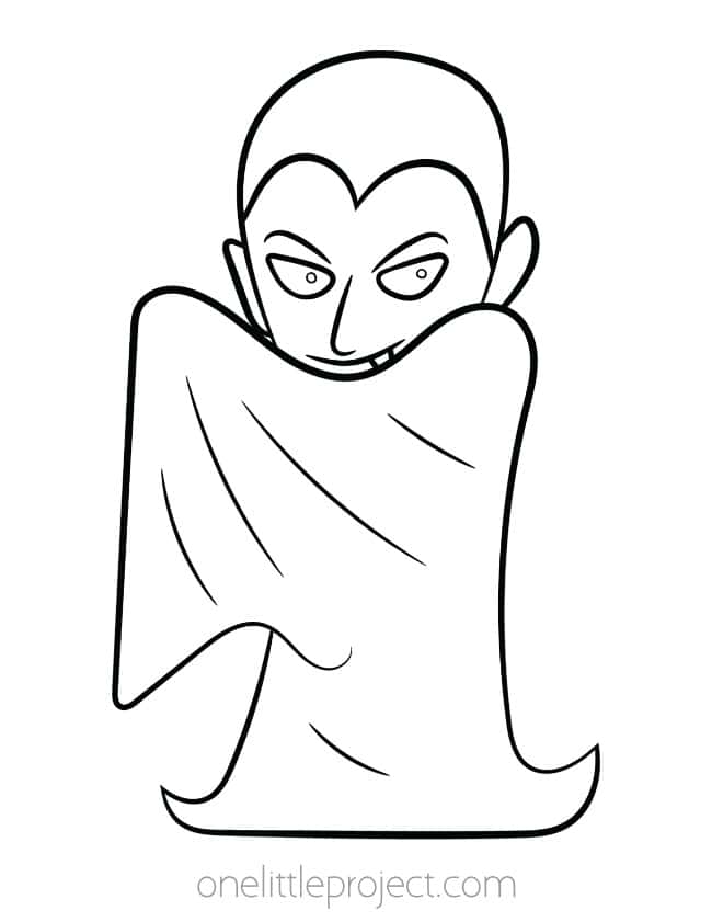 A vampire hiding menacingly behind his cape