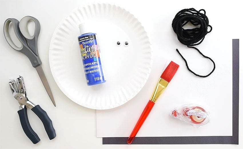 Supplies for making a handprint spider