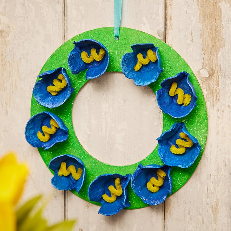 Egg Carton Bluebell Wreath