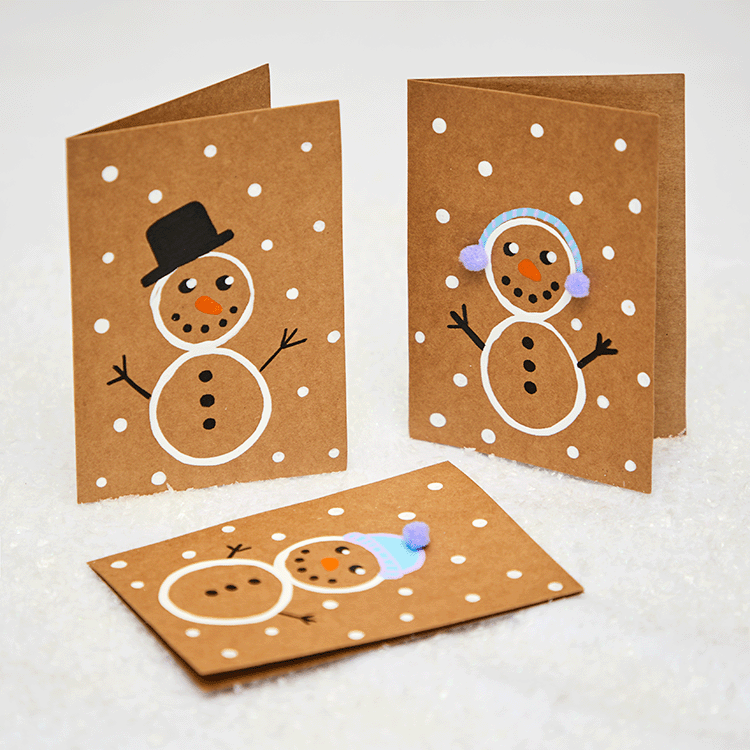 Cardboard Tube Print Snowman Card