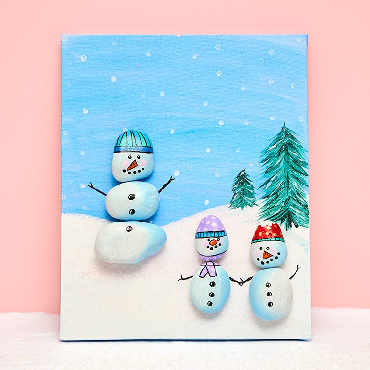 Snowman Stone Canvas