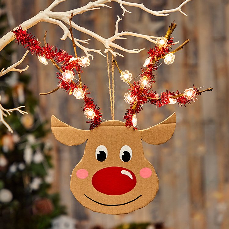 Cardboard Rudolph Hanging Decoration