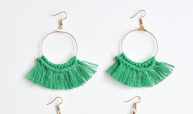 How to Make Macrame Earrings Three pairs of macrame earrings