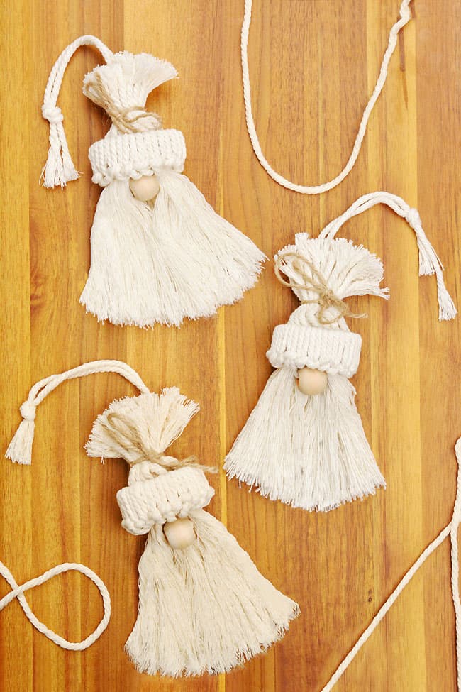 Boho chic macrame gnome Christmas ornaments