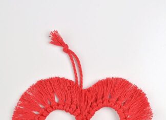 Macrame Heart Red macrame heart decoration