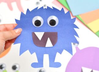 Folded Paper Monsters Easy monster craft made with construction paper