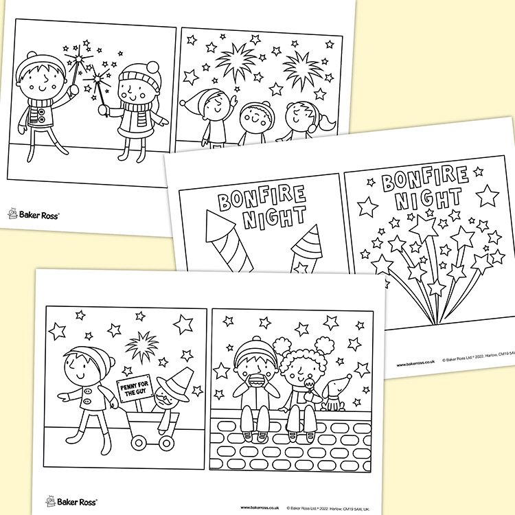 Bonfire Night Colouring Pictures