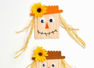 Popsicle Stick Scarecrow Scarecrow craft made from popsicle sticks