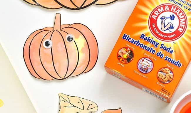 How to make Pumpkin Fizzy Art Orange pumpkins made with fizzy vinegar and baking soda paint