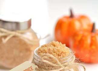 DIY Pumpkin Spice Sugar Scrub: Easy Fall Recipe A jar of pumpkin spice sugar scrub