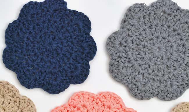 How to Crochet Easy Coasters: Quick DIY Project Crochet coasters made from an easy pattern, laid out on a white background