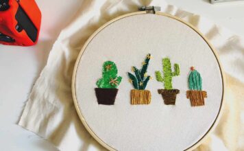 10 Best Embroidery Hoops for Easier Stitching A Morgan No-Slip Plastic Hoop holding a piece of linen fabric drum-tight for an embroidery project