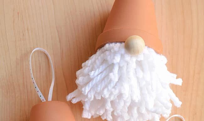 Yarn Hat Ornaments Three gnome ornaments with different colour beards