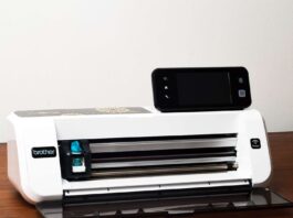 Brother ScanNCut2 CM350e Review: Best DIY Cutter? Brother ScanNCut2 CM350e machine scanning a hand-drawn floral design on the cutting mat