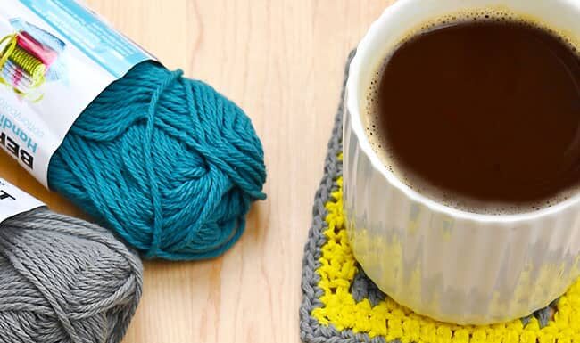 How to Make Monogram Crochet Coasters: DIY Tutorial Using a monogram crochet coaster made with a free, printable pattern