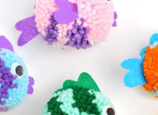 DIY Pom Pom Fish: Simple Craft for Kids Colourful group of DIY pom pom fish