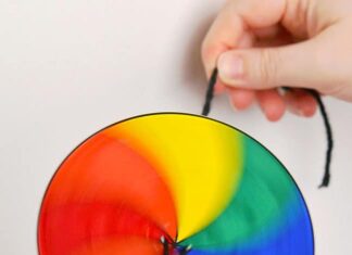 How to Make a String Spinner Toy: DIY Guide Rainbow coloured spinner toy twirling through the air