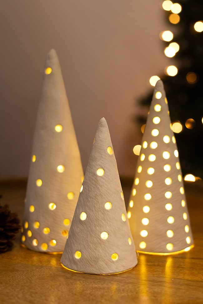 Christmas trees made from air dry clay