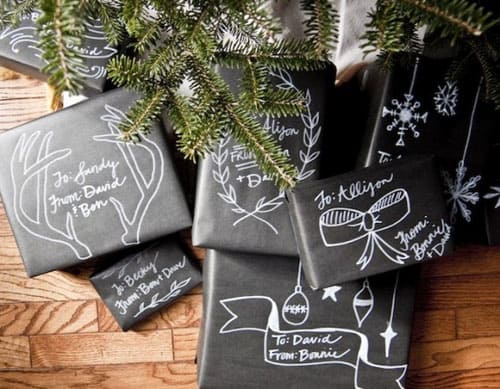 24 Clever Christmas Wrapping Hacks - Chalkboard Wrapping Paper