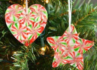 Melted Peppermint Candy Ornaments Melted peppermint candy ornaments