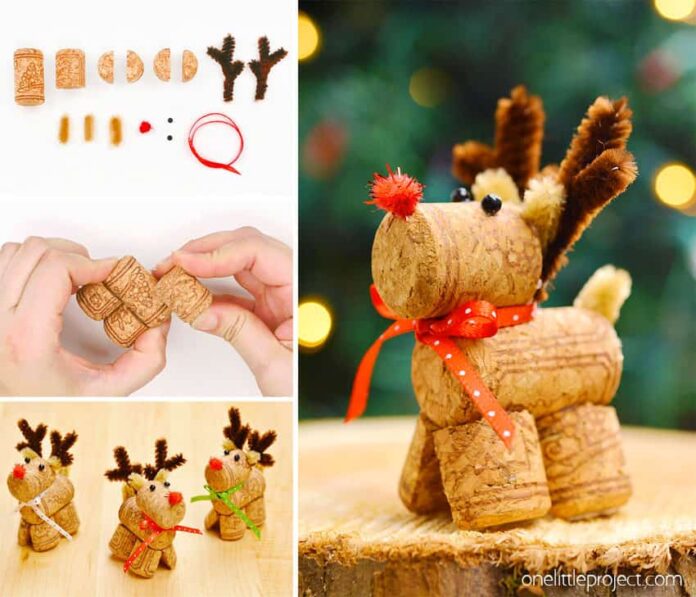 DIY wine cork reindeer