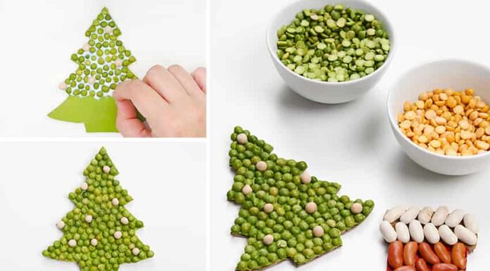 How to make Christmas Bean Art DIY Christmas bean art