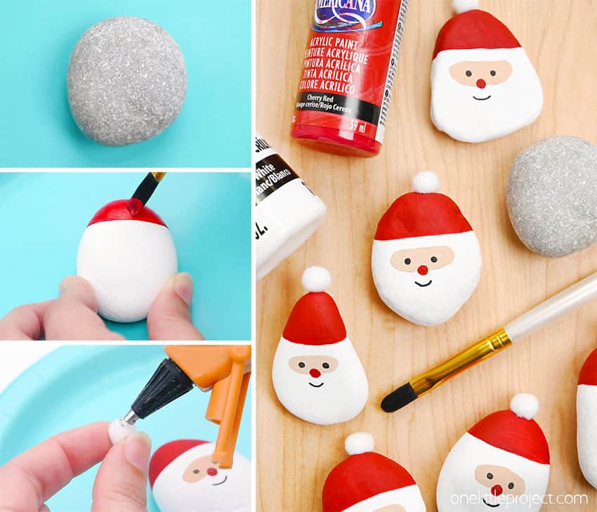 DIY Santa painted rocks