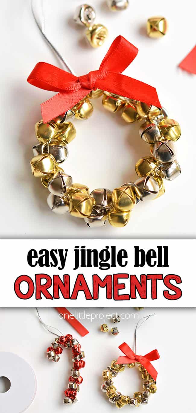 Jingle Bell Ornament Craft Wreath and candy cane jingle bell ornament craft