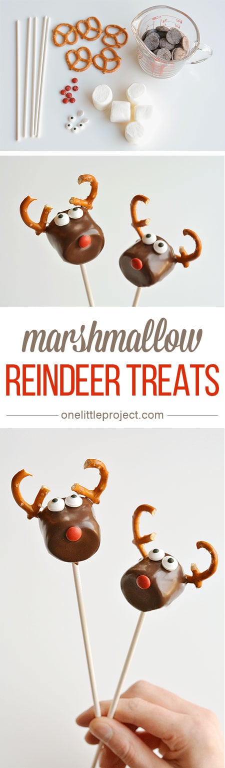 These chocolate covered marshmallow reindeer are so cute and SO EASY! And if you use dark chocolate, they actually taste amazing too! Simple and adorable!