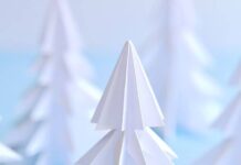 Snowy white paper Christmas tree