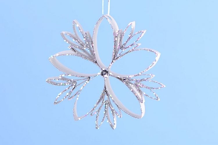 Snowflake ornaments made from paper rolls