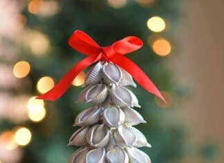 Pasta Christmas Tree Pasta Christmas tree with Christmas tree lights in the background