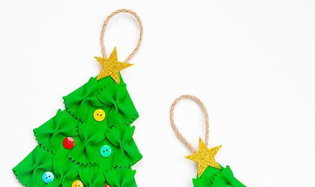 How to Make Bow Tie Pasta Ornaments Christmas tree shaped pasta ornaments