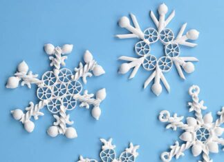 Pasta Snowflakes Pasta snowflakes on a blue background