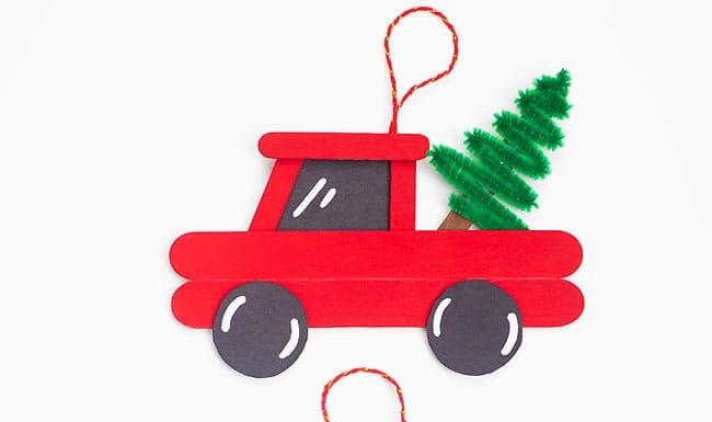 How to Make a Popsicle Stick Truck 3 colours of DIY popsicle stick truck Christmas ornaments