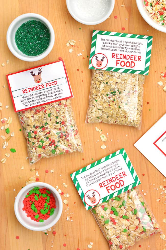 Packages of reindeer food with a free, printable poem