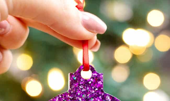 How to Make Resin Ornaments Glittery Christmas ornament made from epoxy resin