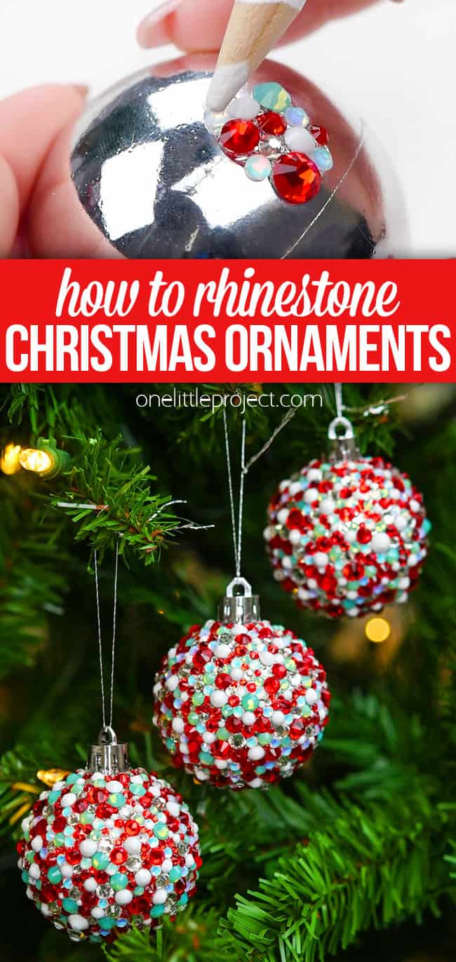 Fun and easy rhinestone Christmas ornaments craft