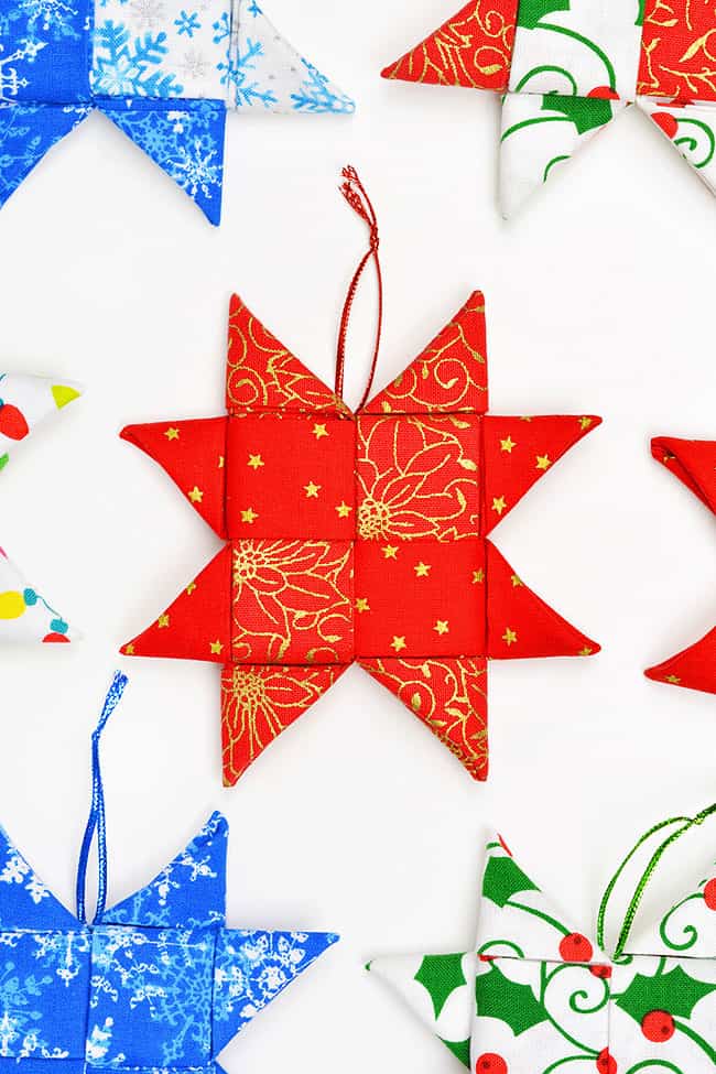 Colourful Scandi stars DIY fabric ornaments