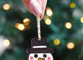 How to Make Shrinky Dink Ornaments Snowman ornament made of shrink plastic