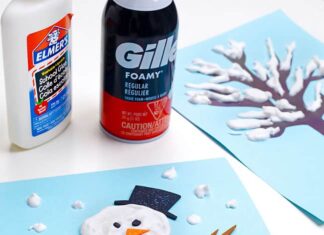 How to Make Snow Paint Glittery snowman made with DIY snow paint