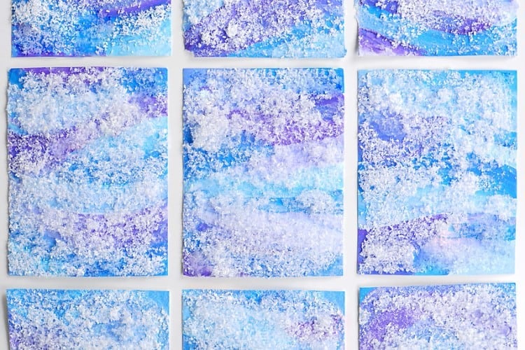 Snowstorm paintings with epsom salt