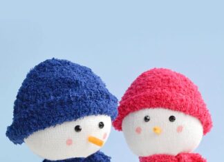 Sock Snowman Sock snowmen with hats and scarves
