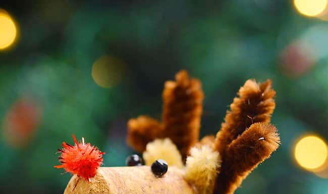 Wine Cork Reindeer Wine cork reindeer in front of a Christmas tree