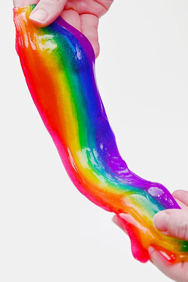 Shiny lines of colourful rainbow slime